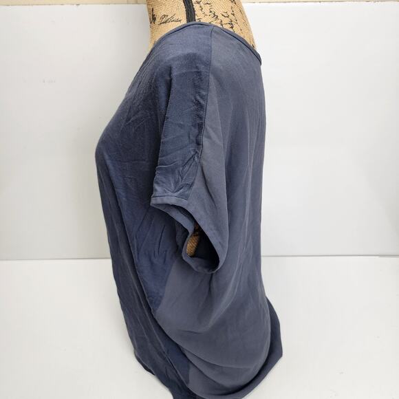 Dark Gray Short Sleeve Sheer Full Back Casual Dressy Everyday Tee Women's Size L - Picture 2 of 4